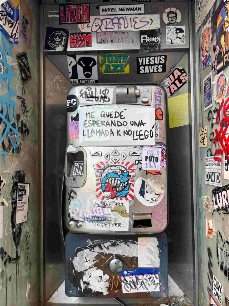 A phone box in Madrid