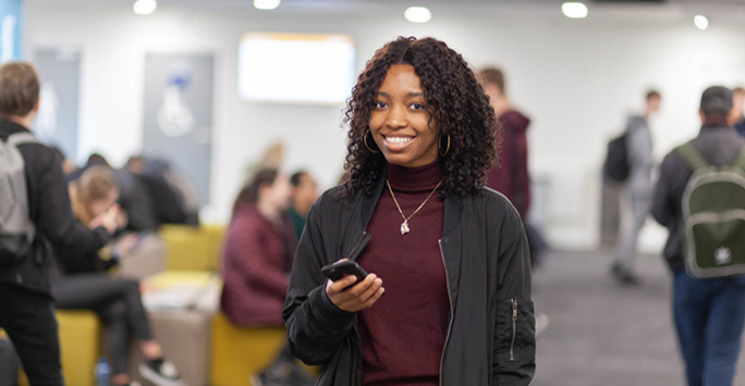 Student with phone