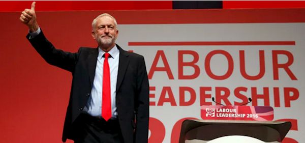 Jeremy Corbyn giving a thumbs up