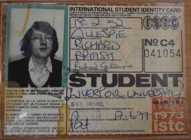 A student card from the 1970's