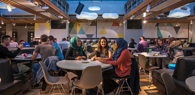 Group of students sitting in the Guild of Students