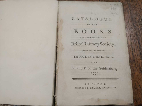 Image of the Catalogue of books from the Bristol Library Society 