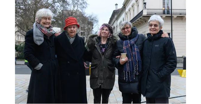 Protesters Sue Finch, Sarah Wilson, Jo Robinson, Jenny Fortune, Jane Grant Photograph: Parisa Taghizadeh