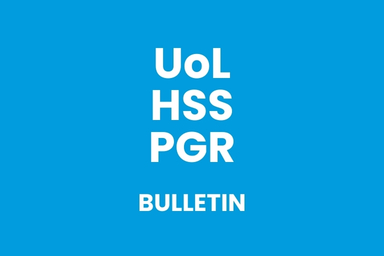 White text on a bright blue background