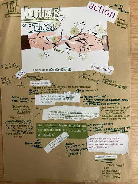 A collage with writing and images cut from magazines