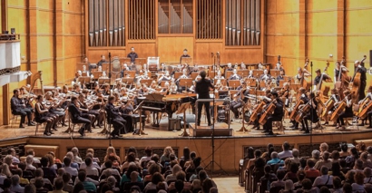 An orchestral concert and audience