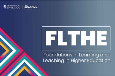 White text and The Academy logo on a fading blue background