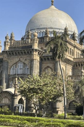 A domed building with trees in front of it