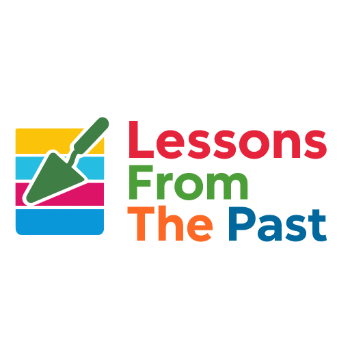 Lessons from the past logo, featuring a archaeologist's trowel