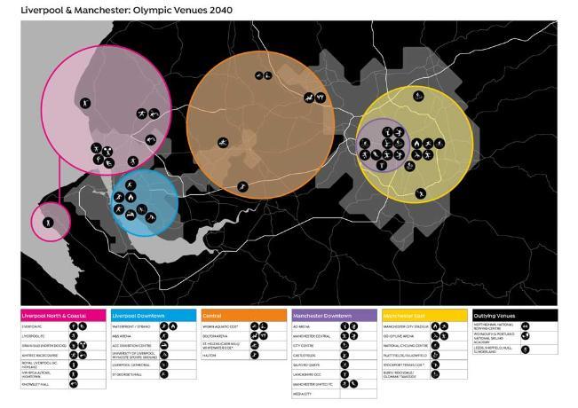 A map showing potential NW Olympic venues.