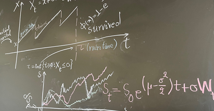 mathematical equations on a chalk board