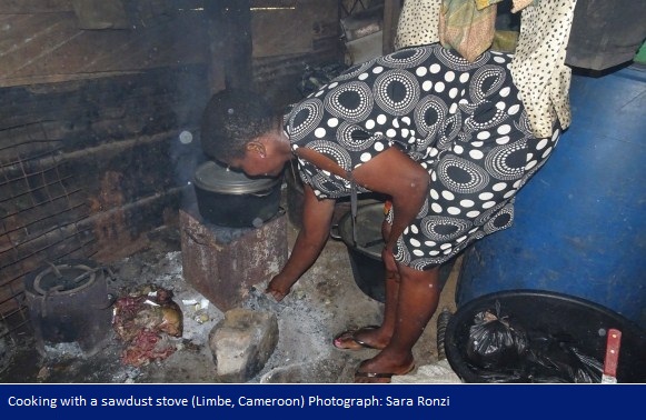 Cooking with sawdust fuel (Limbe, Cameroon) – credit Sara Ronzi