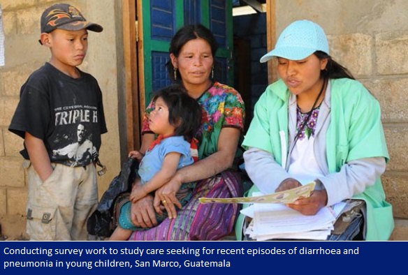 Conducting survey work to study care seeking for recent episodes of diarrhoea and pneumonia in young children, San Marco, Guatemala