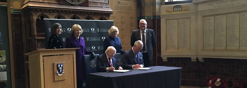 HRH the Prince of Wales and the President of Ireland with the University of Liverpool Vice Chancellor and Professor Peter Shirlow