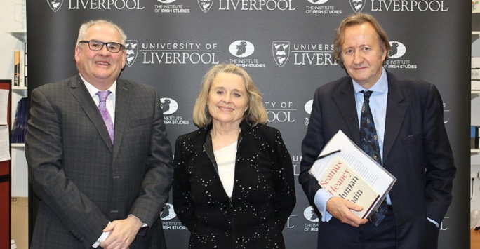Professor Peter Shirlow, Sinead Cusack at the second annual Seamus Heaney lecture