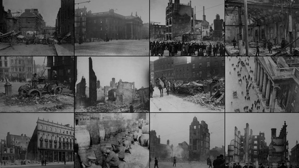 Montage of city images from Easter Rising 1916
