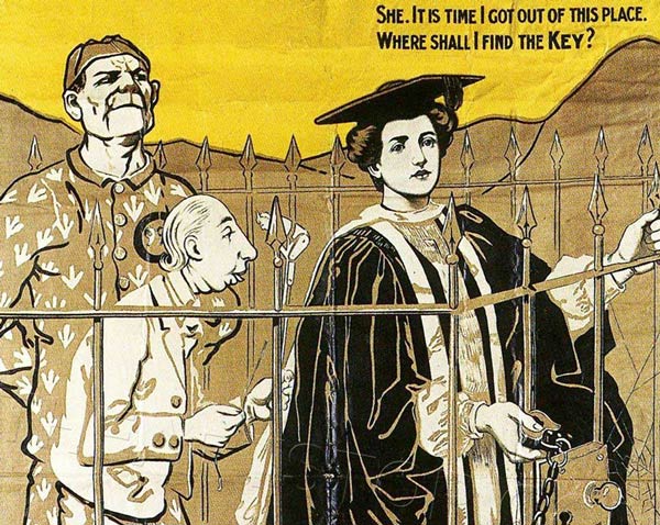 Satirical cartoon of Suffragette