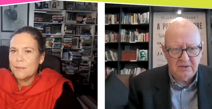 still from video of joe austin interviewing mary lou mcdonald