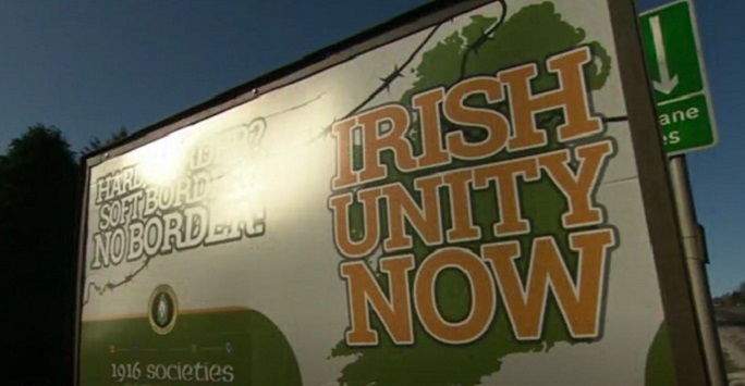 sign saying Irish Unity Now