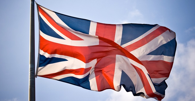 Union Jack flag on flagpole