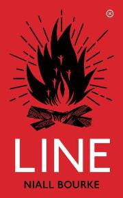 Line by Niall Bourke book cover - red cover with a black image of a campfire
