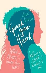 Guard Your Heart by Sue Divin book cover. Shadow images of two side profiles, one in orange, one in green. The title and author name are centred in italics
