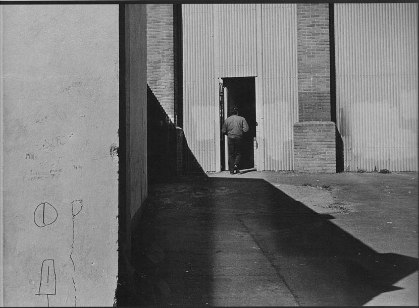 Man entering building