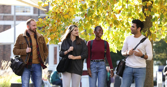 A group of students chatting.