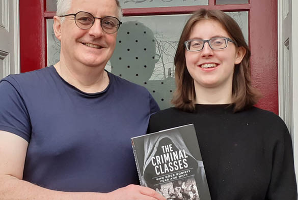 Barry and Alex Godfrey holding their new book 'The Criminal Classes'.