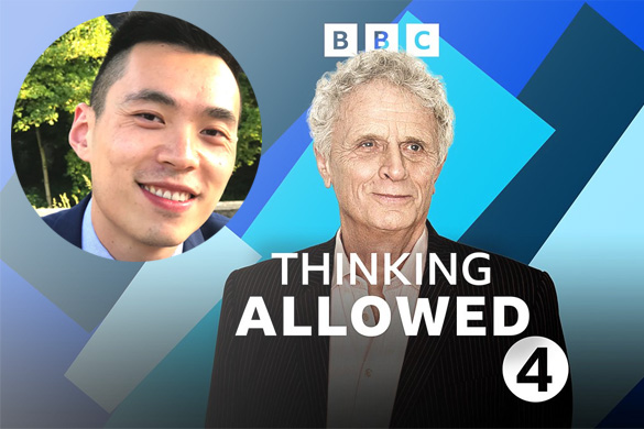 BBC Radio 4\'s \'Thinking Allowed\' logo plus a profile picture of Dr Chao Fang