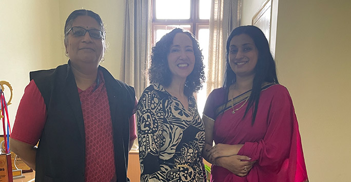 Prof Debra Morris (centre) at Christ University, Bangalore