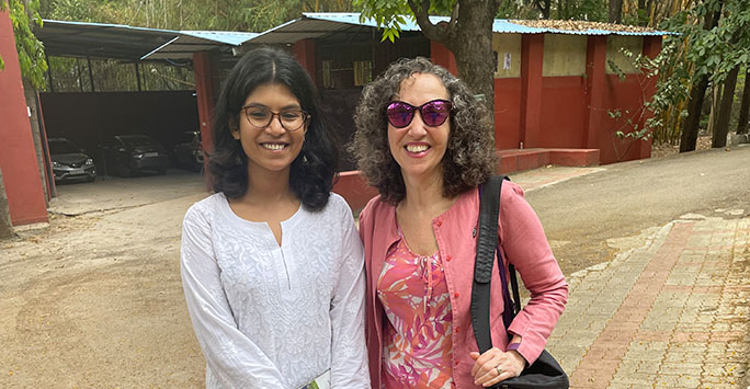 Prof Debra Morris (right) with a student at National Law School of India University (NLSIU), Bangalore.