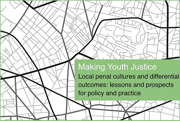 A black and white road map with a green title box that reads 'Making Youth Justice'