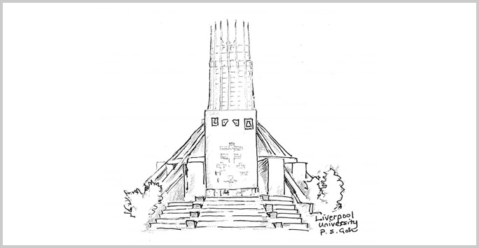 Drawing of the Liverpool's Metropolitan Cathedral by P. S. Goh