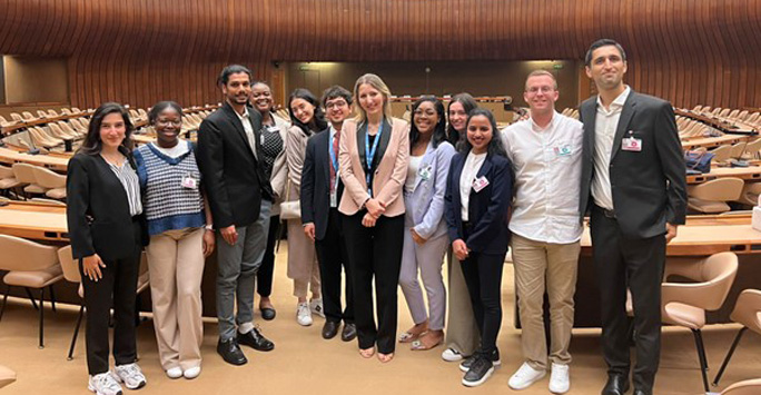 The group of students at the United Nations Human Rights Council