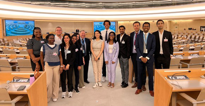 The group of students in the United Nations Human Rights Council