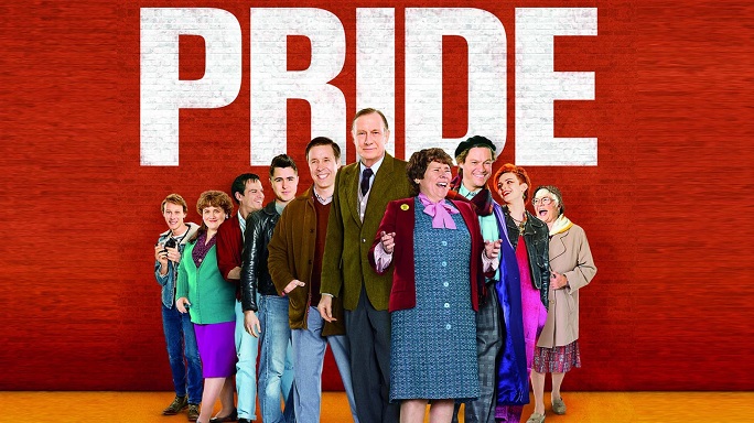 Pride film artwork, produced in 2014 it is a British historical comedy-drama film written by Stephen Beresford and directed by Matthew Warchus.