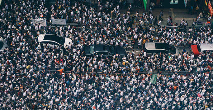 World Population Day Joseph Chan overhead photo of a crowd