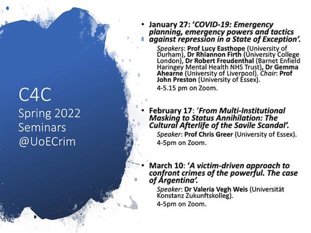 A poster from the C4C Spring 2022 Seminars