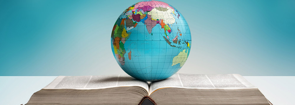 Image of globe on an open book