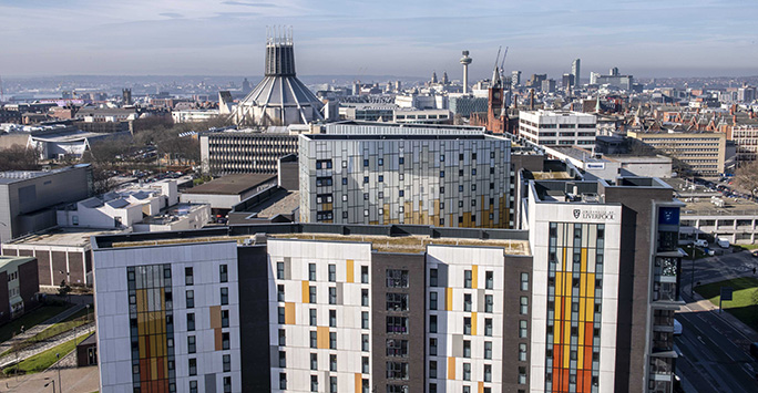 An image of the city of Liverpool from campus