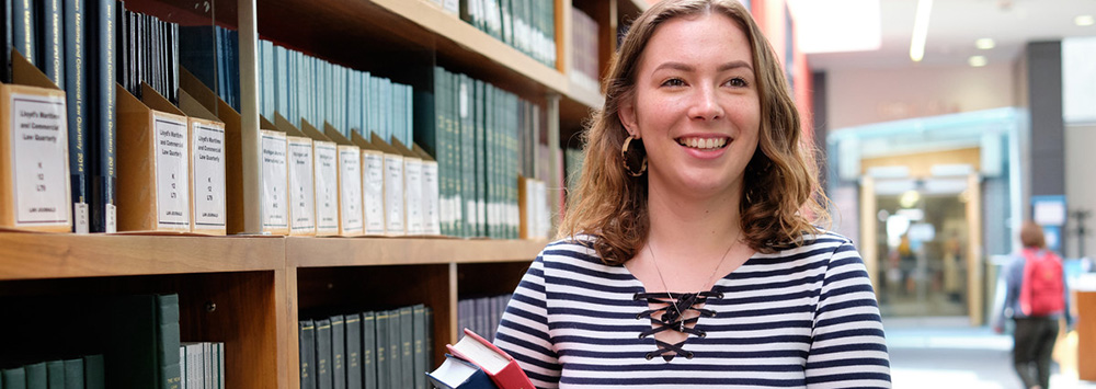 Student in library