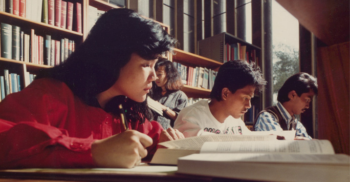 1980's Law students at work in the Law Library
