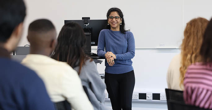 A person giving a lecture.