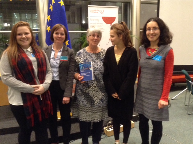 (from left) Abbie Wardle, Helen Stalford, Julie Ward MEP, Leah Jefferson and Ingi Iusmen