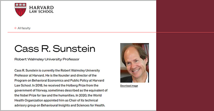 Professor Sunstein's Harvard biography