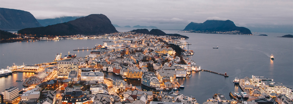 A landscape shot of Aksla Viewpoint, Alesund, Norway