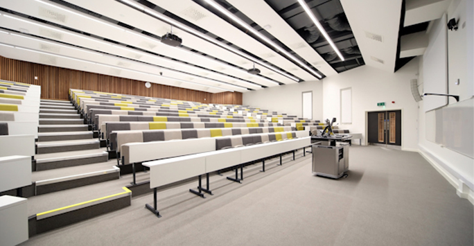 A large empty lecture theatre.