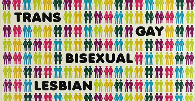 Poster with 'trans, gay, bisexual, lesbian' written on it