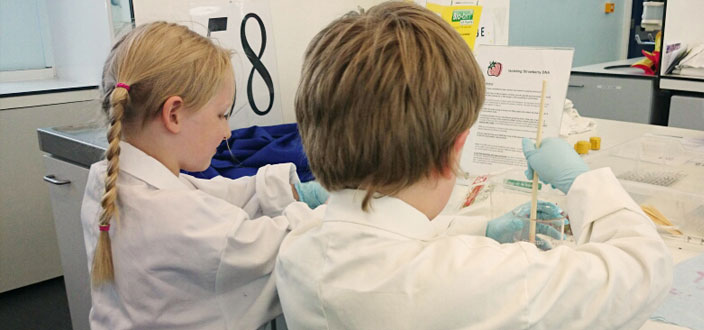children extracting DNA at open day